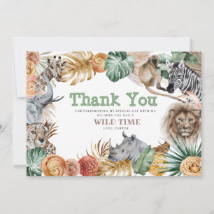 Boho Animal Safari Thank You Card