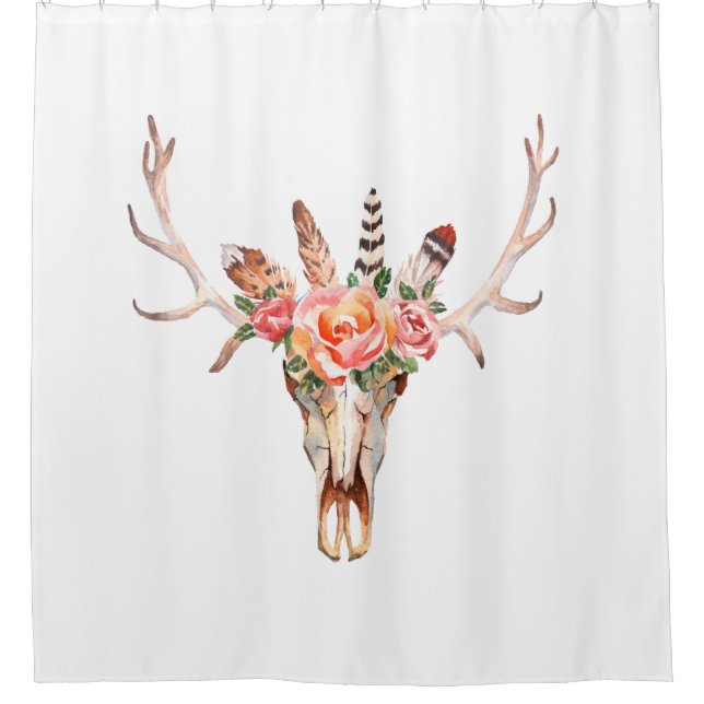 BoHo Animal Skull Watercolor Roses Bah Shower (Front)