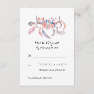 boho antlers wedding rsvp card