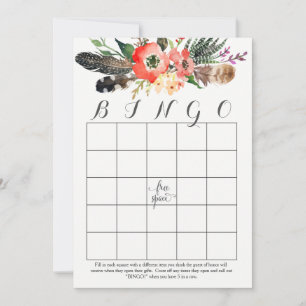 boho aquarelle fleurs Douche Bingo Cartes