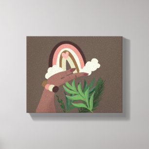 Boho Arc-en-ciel naturel Plantes amoureux toile Im