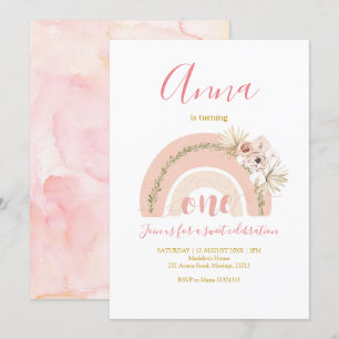 Boho Arc-en-ciel première invitation anniversaire