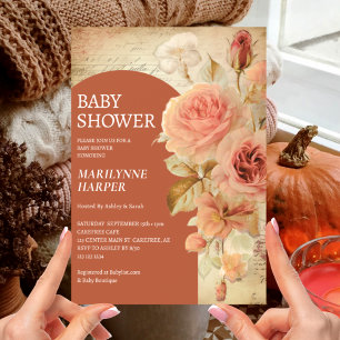 Boho Arch Autumn Terracotta Baby Shower Invitation