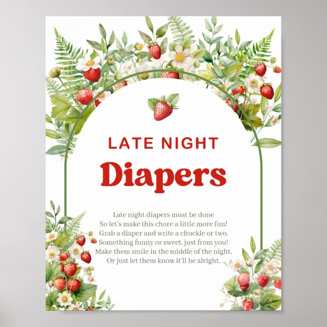 Boho Arch Berry Sweet Late Night Diapers game sign (Front)