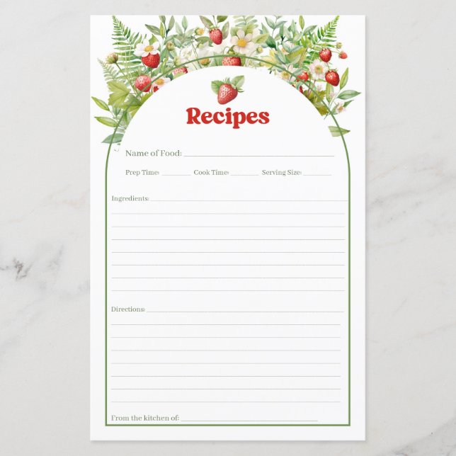 Boho Arch Berry Sweet Wild Strawberry recipe card (Front)