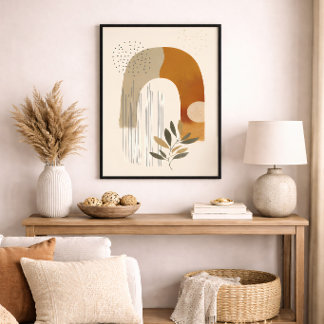 Boho Arch Botanical Geometric Neutral Terracotta M Canvas Print