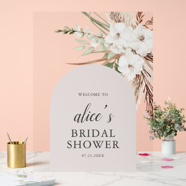 Boho Arch Bridal Shower Welcome Acrylic Sign (Wedding)