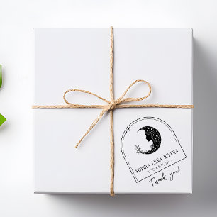 Boho Arch Celestial Crescent Moon Thank You Rubber Stamp