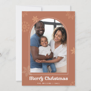 Boho Arch Christmas terracotta snowflakes Photo Invitation