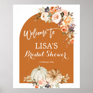 Boho Arch Citrouille brûlé Orange Floral Affiche d