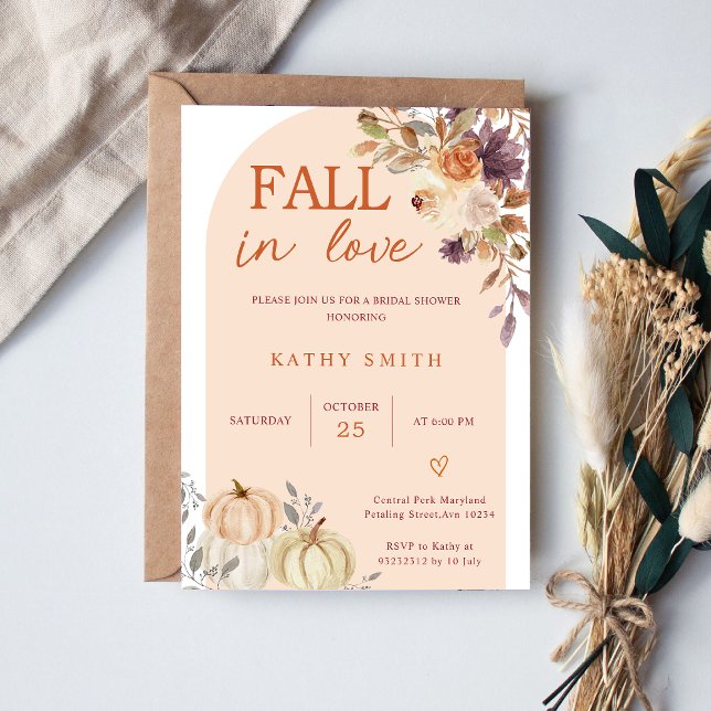Boho Arch Fall In love Bridal Shower Rustic Floral Invitation (Creator Uploaded)