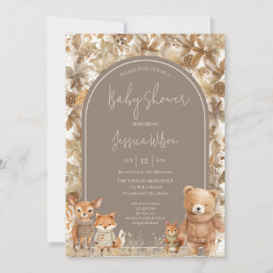 Boho Arch Fall  Woodland Animals Baby Shower Invitation