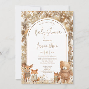 Boho Arch Fall  Woodland Animals Baby Shower Invitation