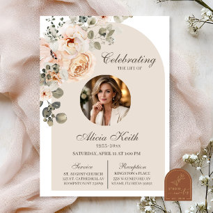 Boho Arch Floral Funeral Announcement