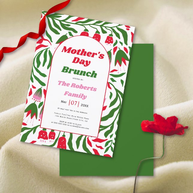 Boho arch folklore flowers Mothers Day brunch Invitation (Creator Uploaded)
