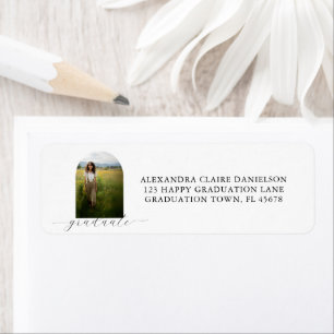 Boho Arch Graduation Return Adresse Label Blanc
