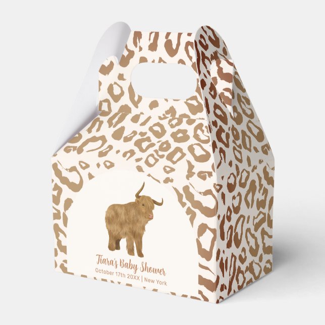 Boho Arch Holy Cow Western Baby Shower Favor Box (Front Side)