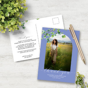 Boho Arch Ivy Cornflower Blue Grad Thank You  Postcard