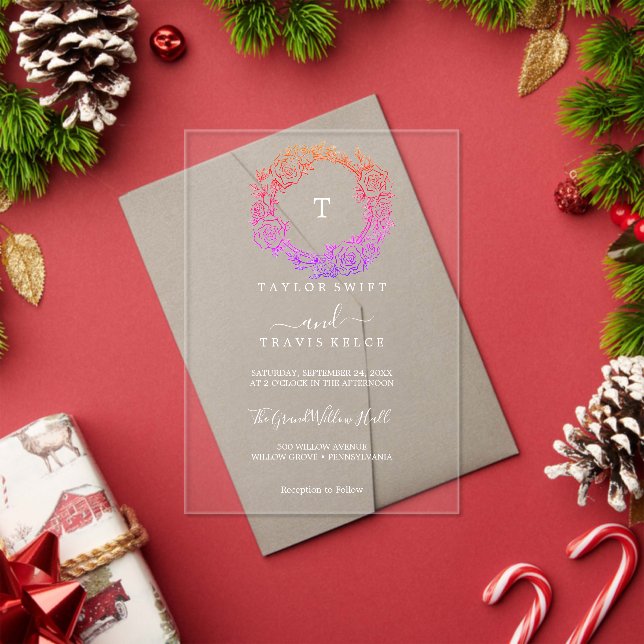 Boho Arch Monogram Acrylic Invitation (Insitu (Holiday))