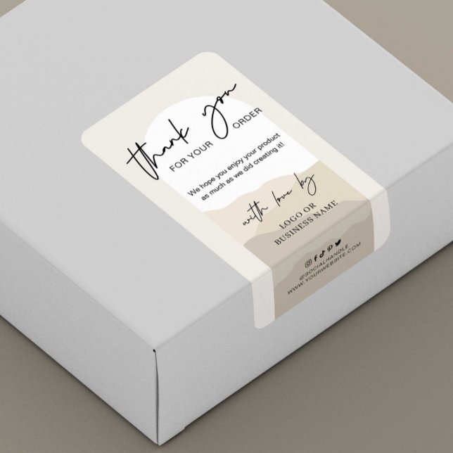 Boho Arch Neutrals Monogramme Business Box Seal (Créateur téléchargé)