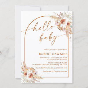 Boho Arch Pampas Baby shower en herbe Invitation