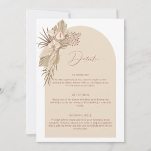 Boho Arch Pampas Grass Details Enclosure Card
