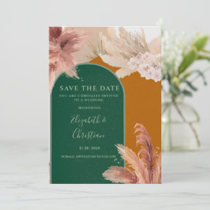 Boho Arch Pampas Grass Save The Date Invitation