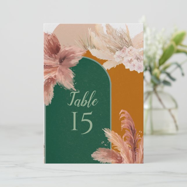 Boho Arch Pampas Grass Wedding Table Numbers (Standing Front)