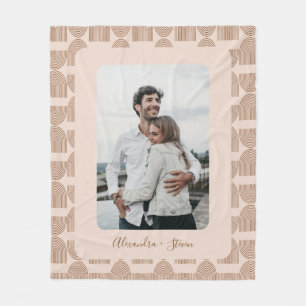 Boho Arch Pattern Terracotta Personalized Photo Fleece Blanket