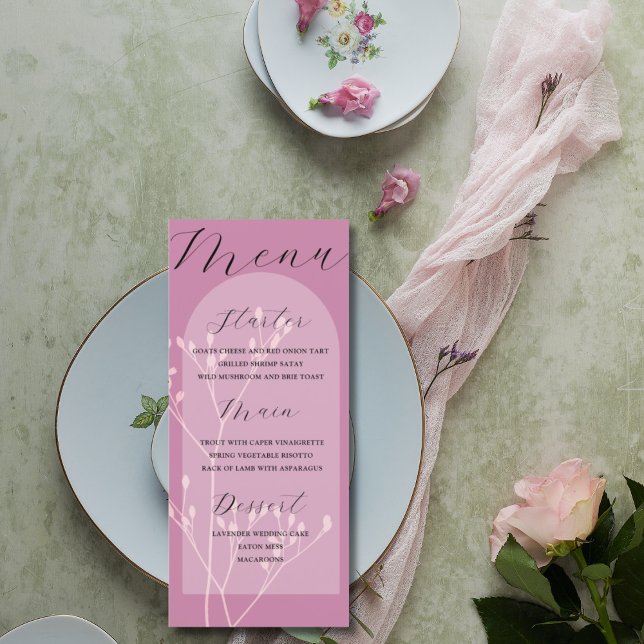 Boho Arch Pink Foliing Menu Mariage (Créateur téléchargé)