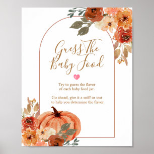 Boho arch Pumpkin Baby Shower Guess the Baby Food Poster
