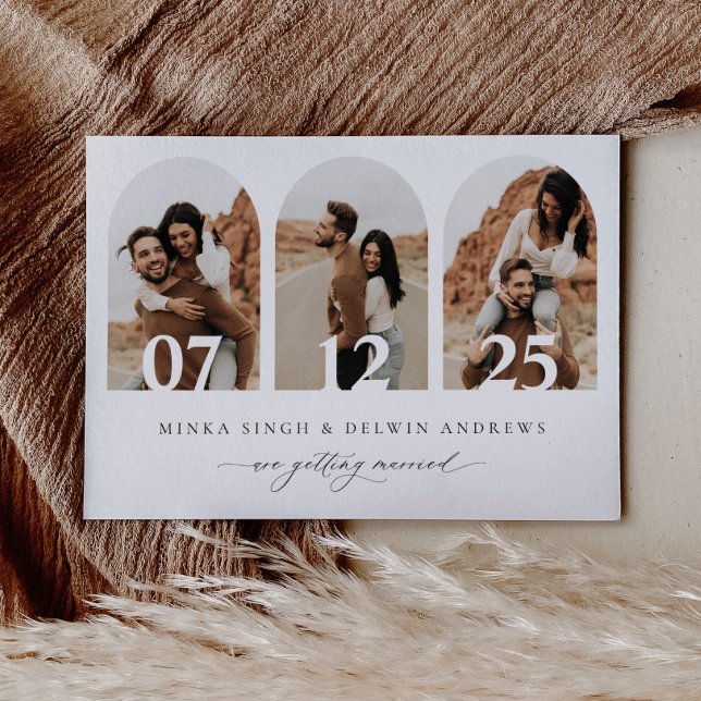 Boho Arch Save The Date Photo Card Announcement (Creator Uploaded)