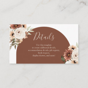 Boho Arch Terracotta Baby shower Détails Carte