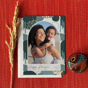 Boho Arch Vertical Photo Kwanzaa Foil Holiday Card