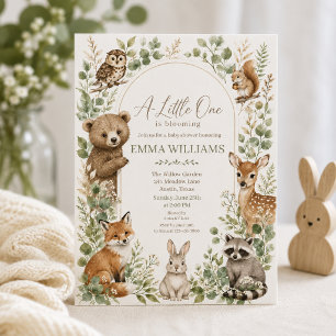 Boho Arch Watercolor Woodland Animals Baby Shower Invitation
