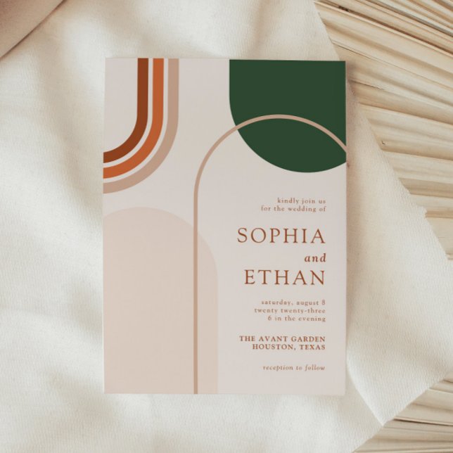 Boho Arch Wedding Invitation Terraccota Rust Beige (Creator Uploaded)
