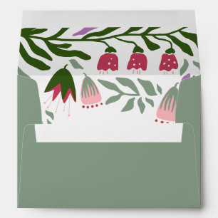 Boho arch with retro folklore flowers wedding envelope