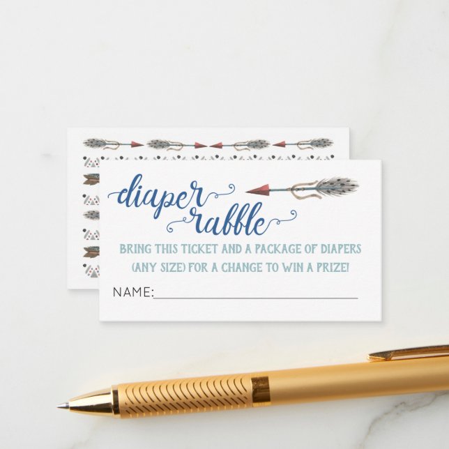 Boho Arrow Diaper Raffle Ticket Enclosure Card (Front/Back In Situ)