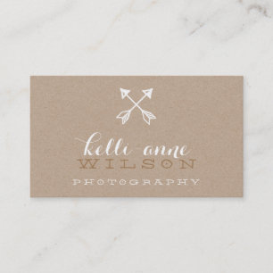 BOHO ARROW LOGO rustic modern white kraft Business Card
