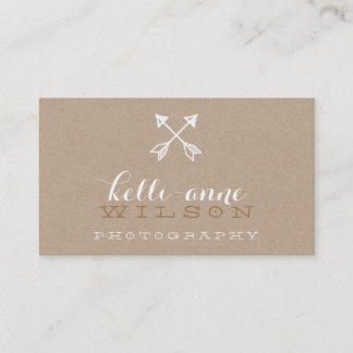 BOHO ARROW LOGO rustic modern white kraft Business Card