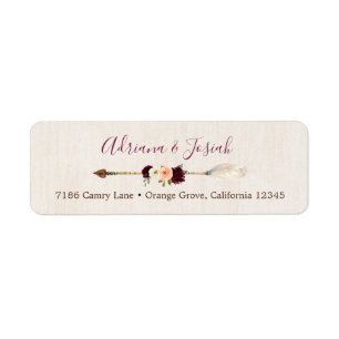 Boho Arrow Peach & Burgundy Rusic Floral Adresse