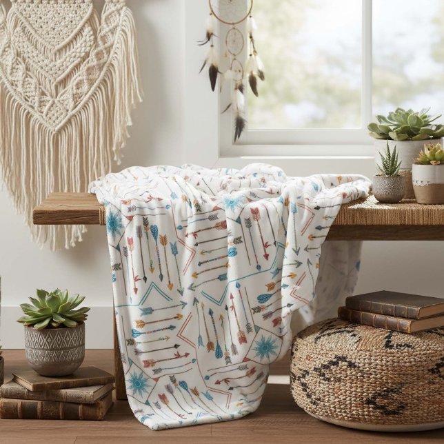 Boho Arrows and Sun V11 ID748 Fleece Blanket (Creator Uploaded)