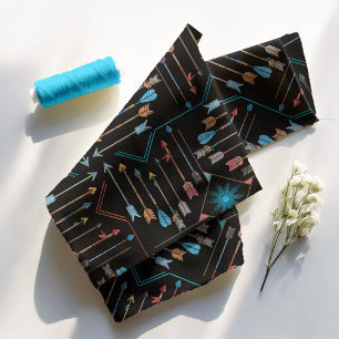 Boho Arrows and Sun V11 Multi-Colour Black ID748 Fabric