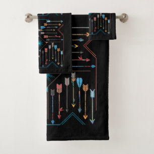 Boho Arrows and Sun V11 Sq ID748 Bath Towel Set