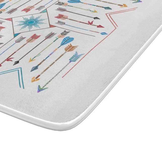 Boho Arrows and Sun V11 Sq ID748 Cutting Board (Corner)