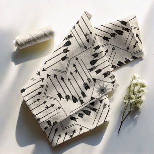 Boho Arrows and Sun V12 Black ID748 Fabric