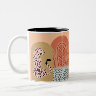 Boho Art Deco Modern Chic Leopard  Two-Tone Coffee Mug