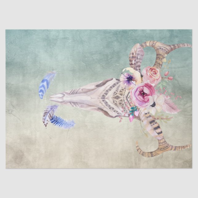 Boho Art Skull Decoupage Tissue Paper (Front)