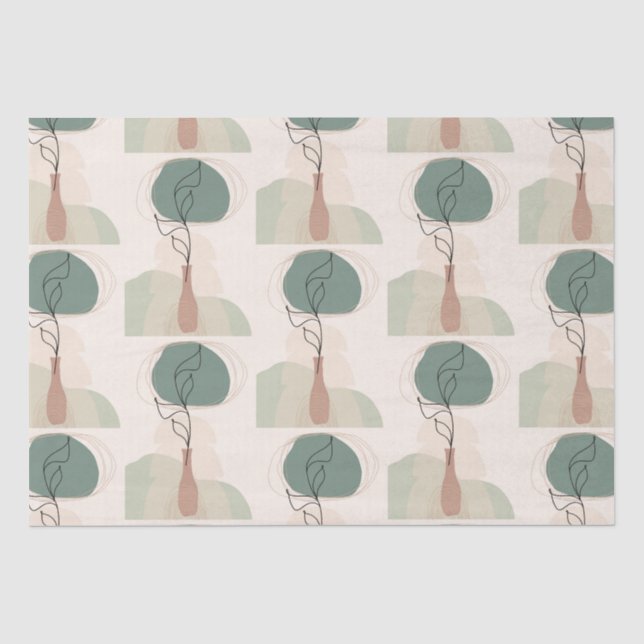 Boho Art Style Modern Vase Plant Tissue Paper (Front)