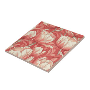 Boho Art Tulip Ceramic Tiles  For Cozy Interior